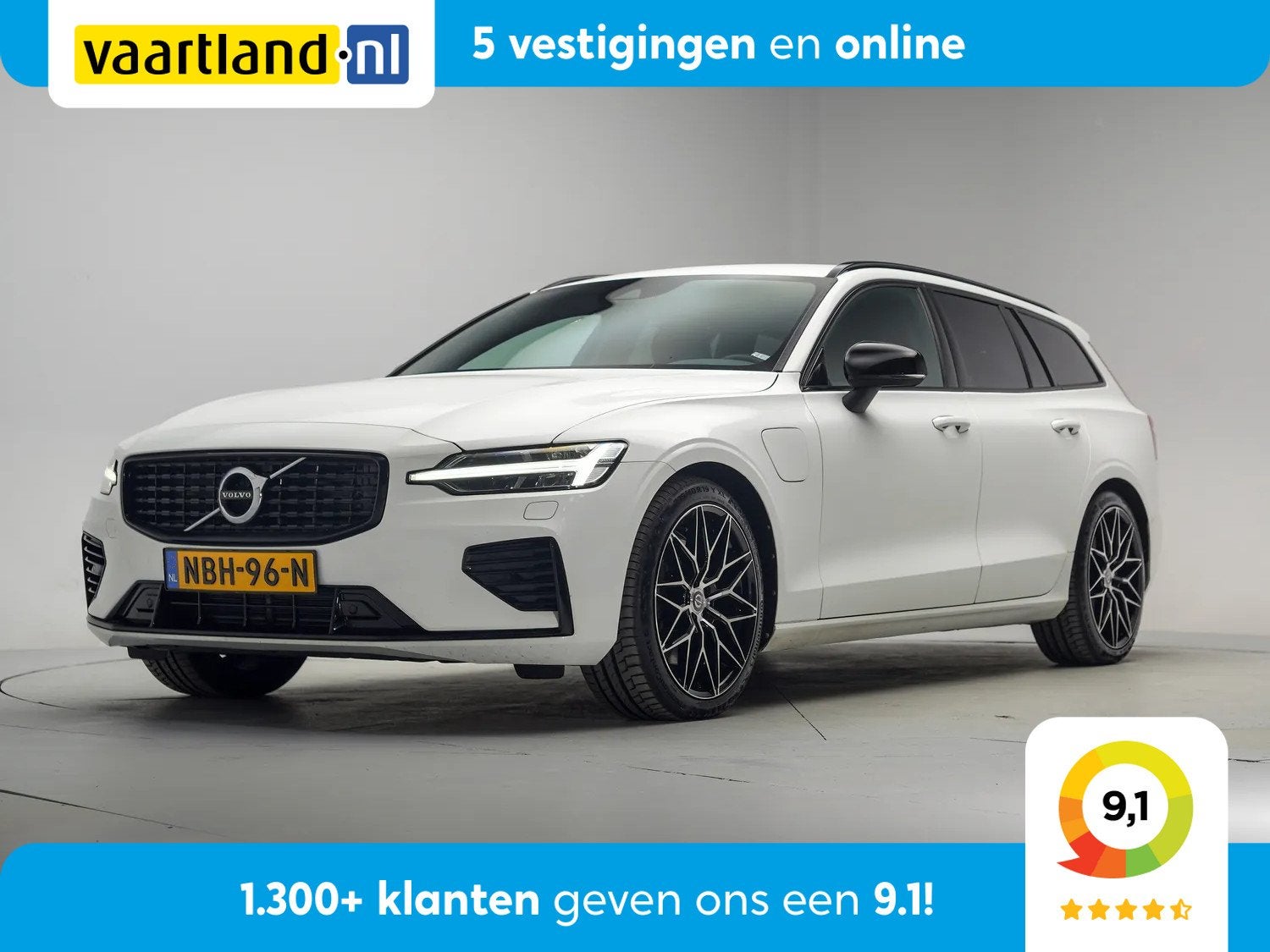 Volvo V60 T6 R-Design Recharge AWD Aut. [ Adapt.cruise Leder, Auto's, Automaat, Gebruikt, 4 cilinders, Wit