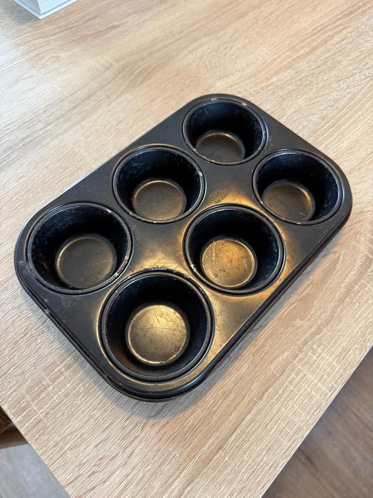 Muffin bakvorm voor 6 muffins, zwart, Ophalen of Verzenden, Zwart, Metaal, Overige merken
