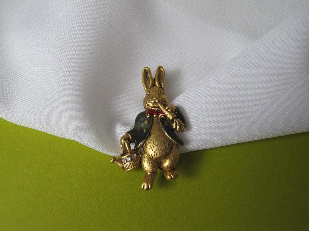 Broche / Pieter Konijn/ groen rood emaille/ Danecraft, Verzenden, Zo goed als nieuw, Overige kleuren, Overige materialen