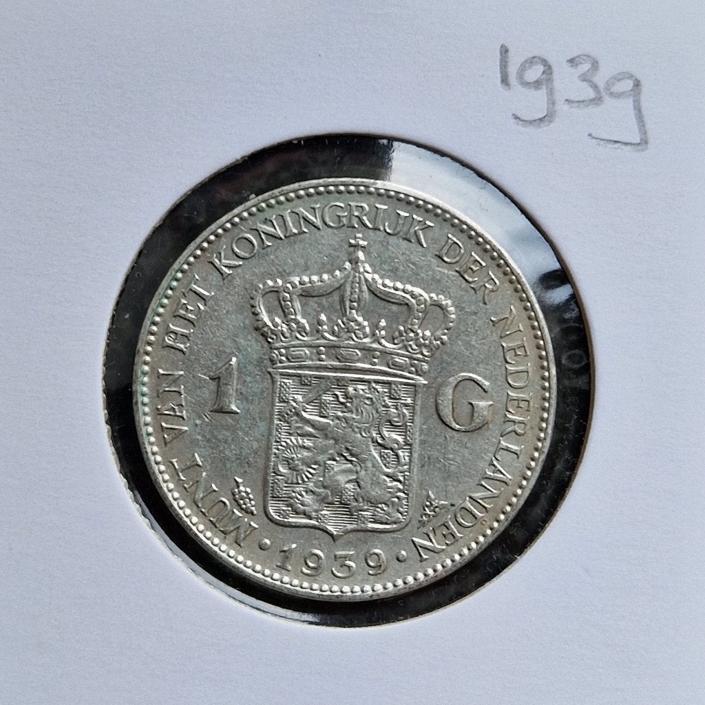 Zilveren gulden 1939 Wilhelmina, 1 gulden, Zilver, Ophalen of Verzenden, Koningin Wilhelmina