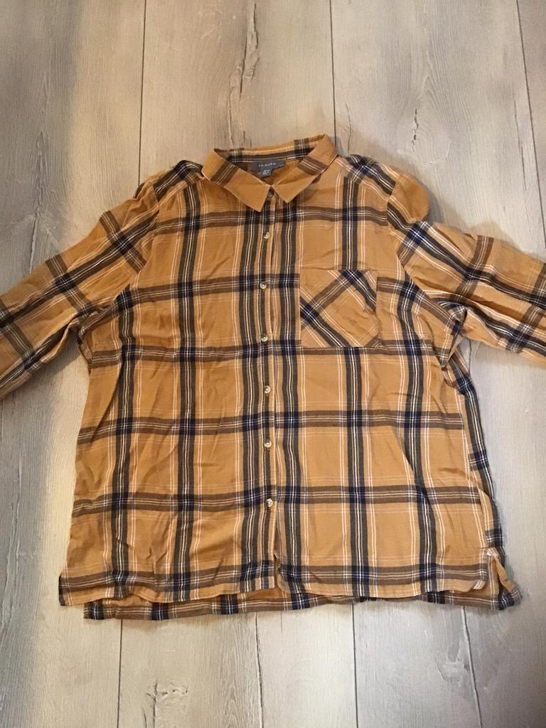 Blouses okergeel/zwart ruit 46, Kleding | Dames, Blouses en Tunieken, Ophalen of Verzenden, Zo goed als nieuw, Maat 46/48 (XL) of groter
