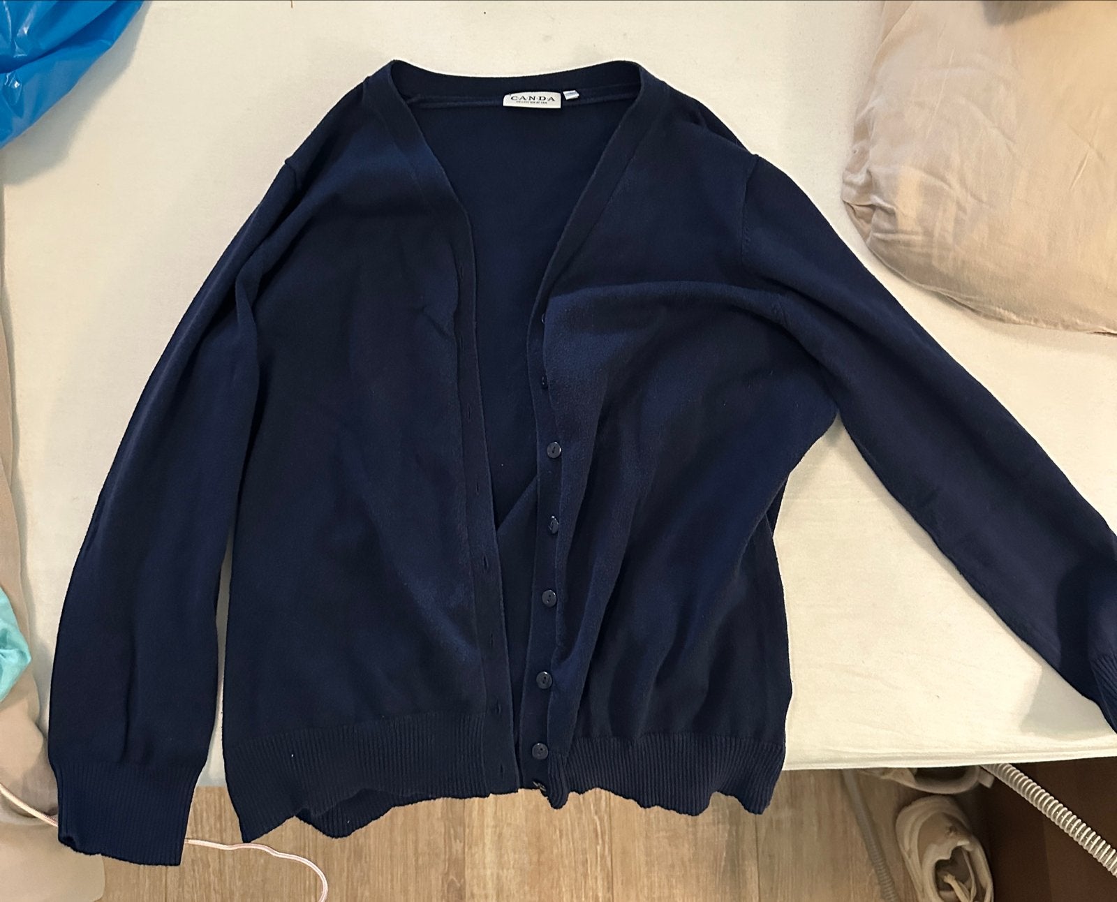 Donkerblauwe C&A vest, maat L, Ophalen, Gedragen, Maat 52/54 (L), Blauw