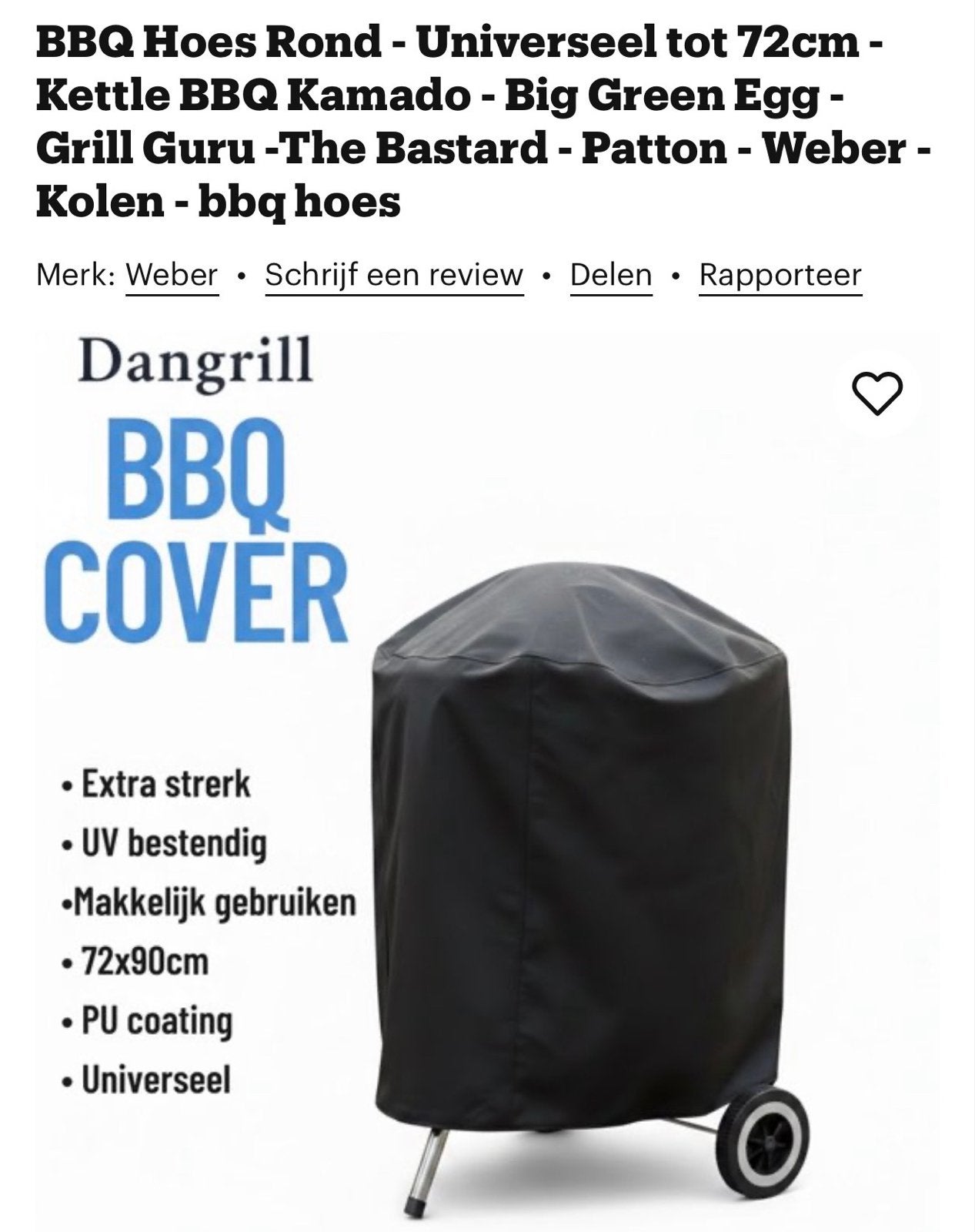 Dangrill BBQ Hoes Rond - Universeel tot 72cm - Nieuw, Ophalen of Verzenden, Nieuw