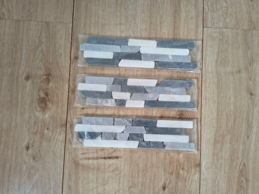 3x steenstrips grijs wit, muurstrips nieuw, stenen strip., Onb, Nieuw, Ophalen of Verzenden, Onb