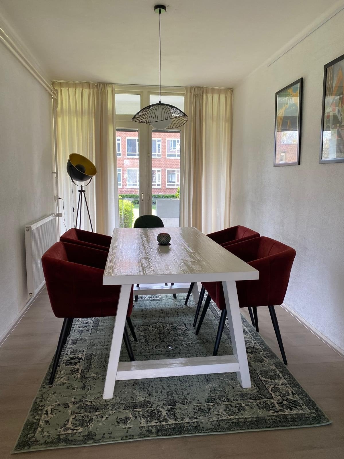 Witte eettafel, Huis en Inrichting, Ophalen, Gebruikt, Wit, Rustiek
