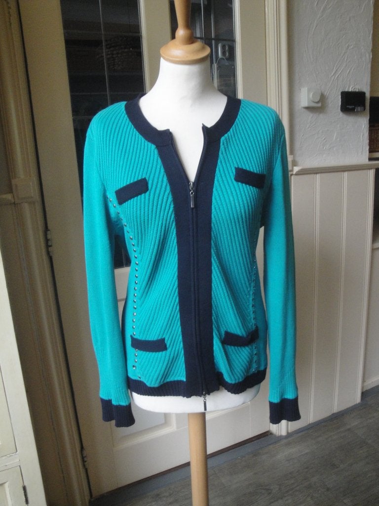 Aquagroen/zwart vestje WITTEVEEN maat M, Kleding | Dames, Truien en Vesten, Maat 38/40 (M), Overige kleuren, Ophalen of Verzenden