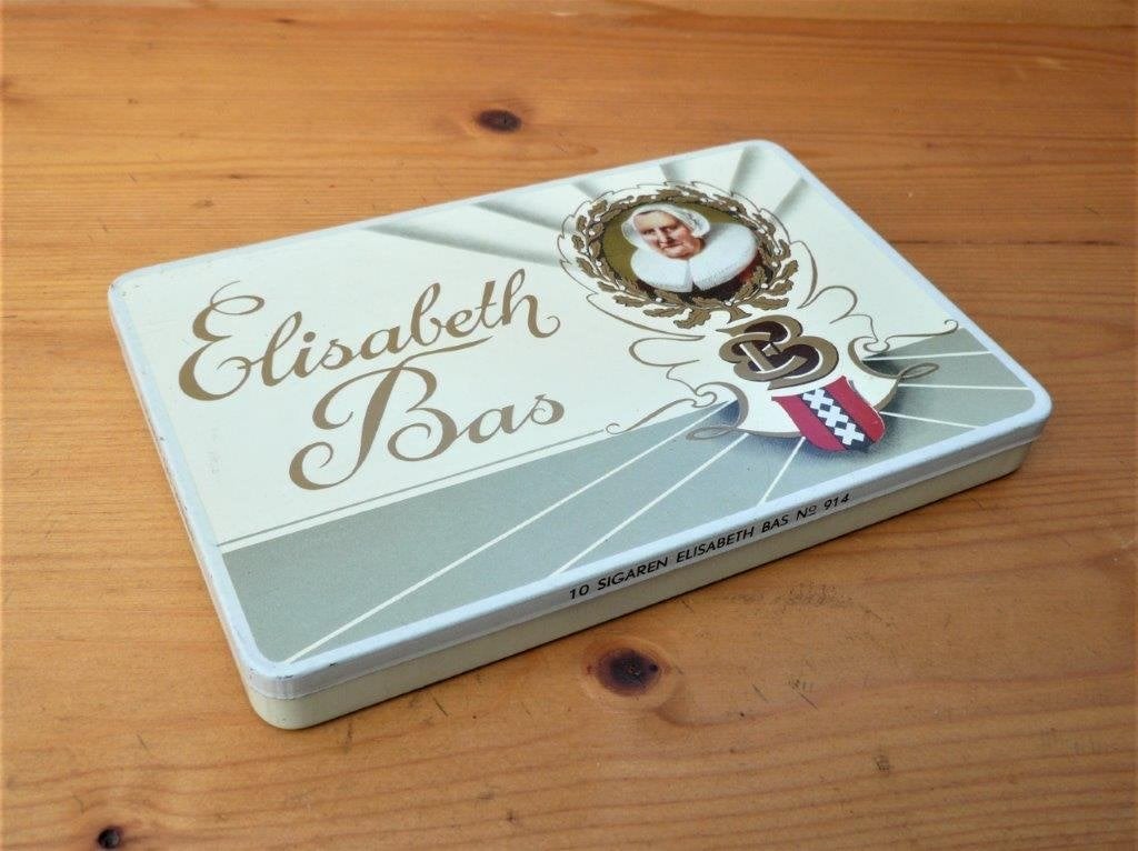 blik - leeg. Elisabeth bas eminent 914 10 sigaren. Boxtel., Ophalen of Verzenden, Gebruikt, Tabaksdoos of Verpakking