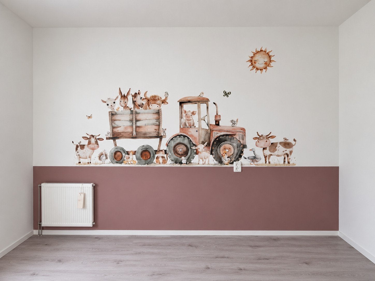 Nieuw fotobehang met boerderijdieren voor kinderkamer, Huis en Inrichting, Bruin, Natuurlijk, Overige merken, Ophalen of Verzenden