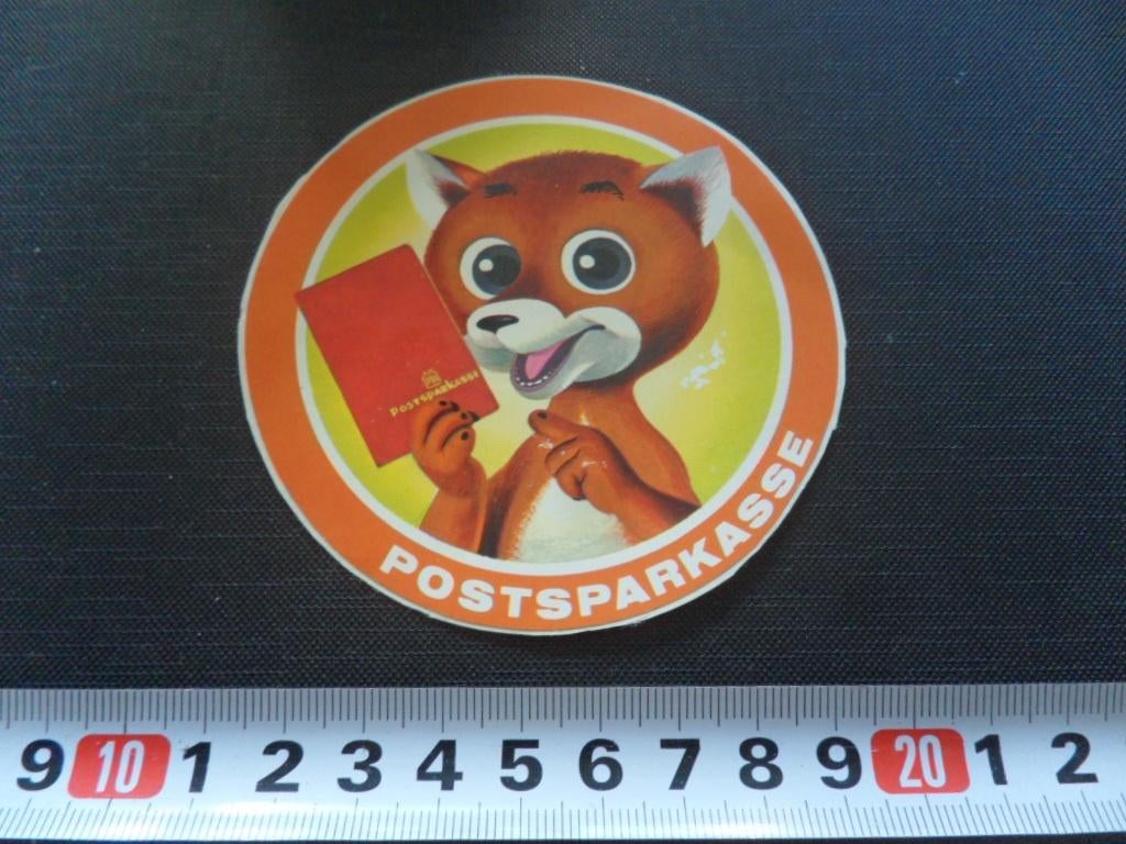 sticker postsparkasse spaarboekje bank strip vos, Verzamelen, Ophalen, Zo goed als nieuw