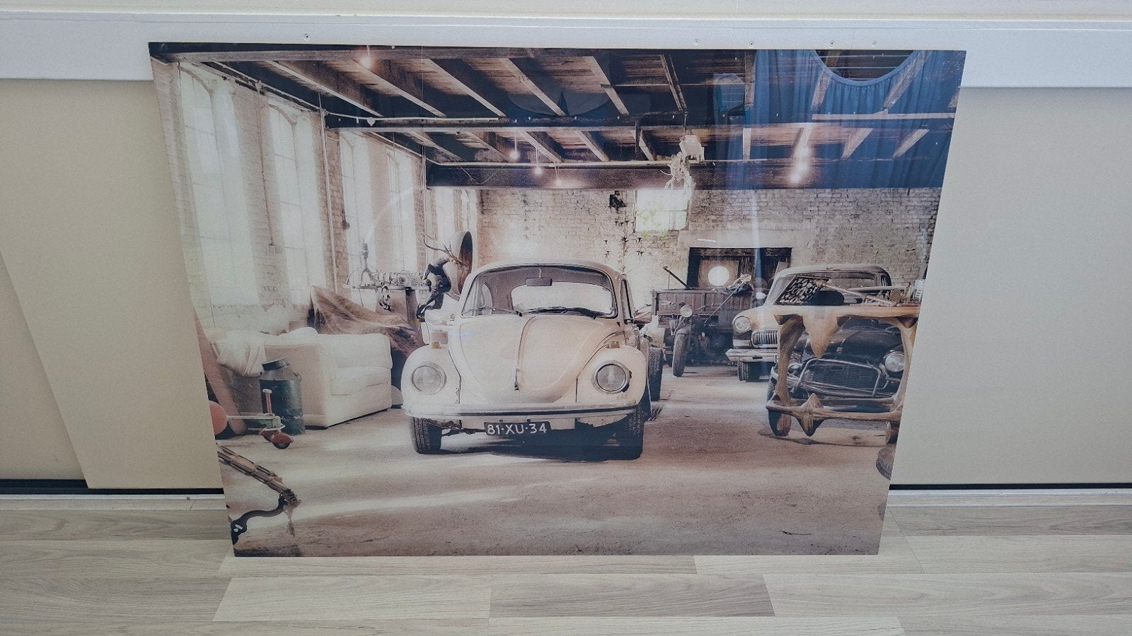 Schilderij met klassieke Volkswagen Kever, Ophalen, Zo goed als nieuw, Schilderij, 100 tot 125 cm