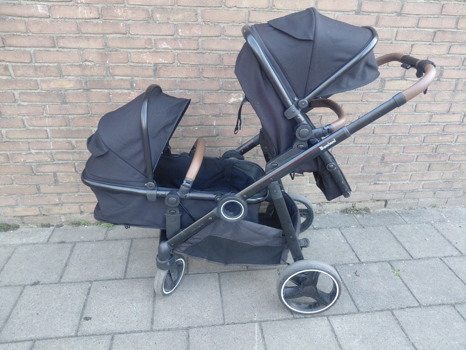 banini duo kinderwagen, Kinderen en Baby's, Tweelingen en Meerlingen, Ophalen, Gebruikt, Kinderwagen of Buggy