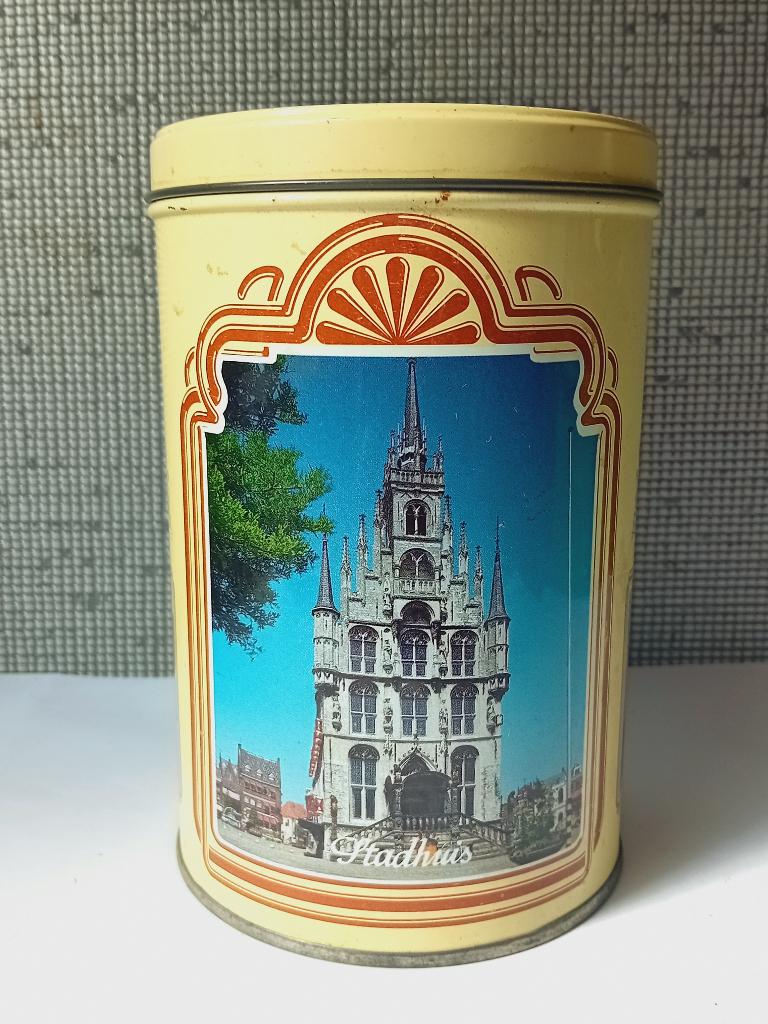 blikje gouda stroopwafels van vliet stadhuis waag, Verzamelen, Blikken, Ophalen of Verzenden, Gebruikt, Overige