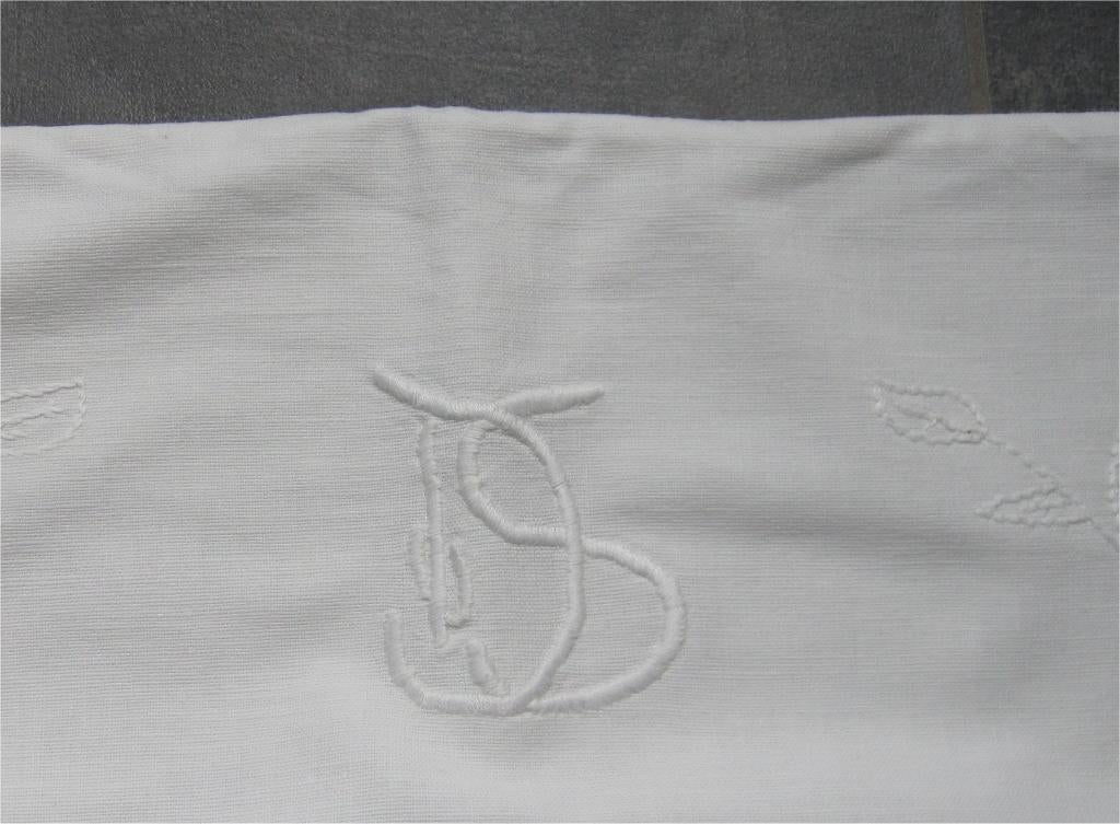 Antiek Frans linnen sloop met monogram, Antiek en Kunst, Antiek | Kleden en Textiel, Ophalen of Verzenden