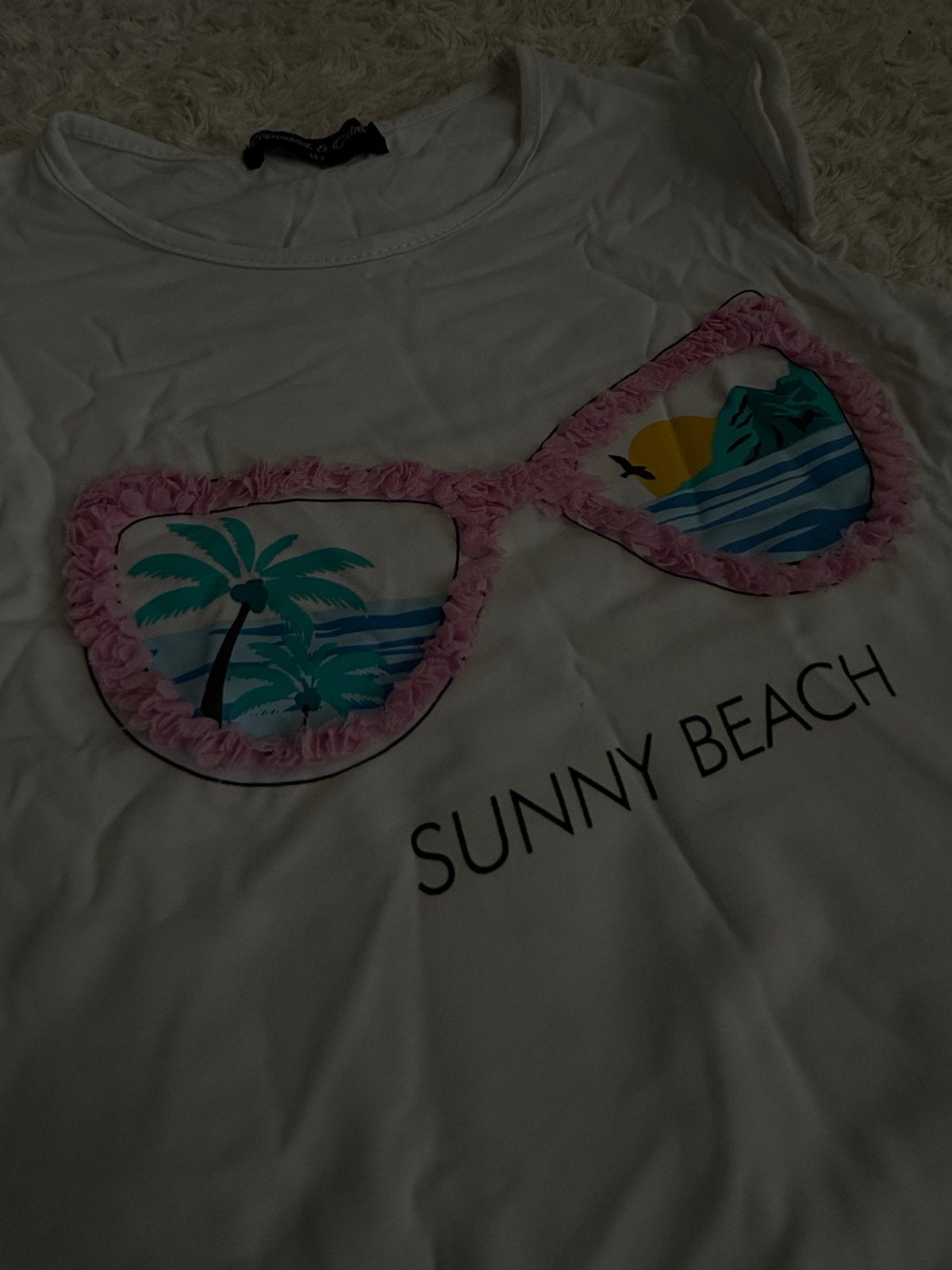 Wit T-shirt met zonnebrilprint - Squared & Cube, Kinderen en Baby's, Kinderkleding | Maat 128, Ophalen of Verzenden, Gebruikt