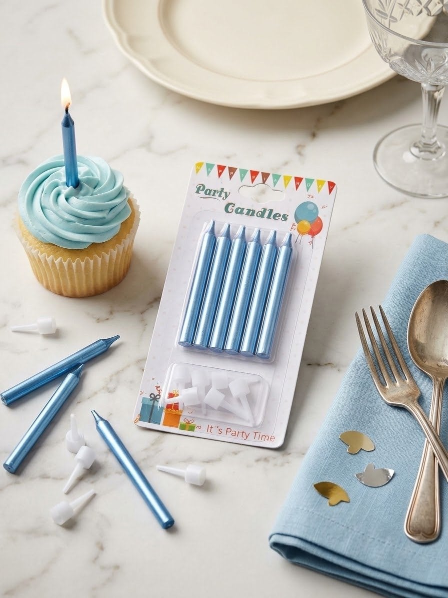 Blauwe Feestkaarsjes - Perfect voor Verjaardagen, Ophalen of Verzenden, Nieuw, Feestartikel, Verjaardag