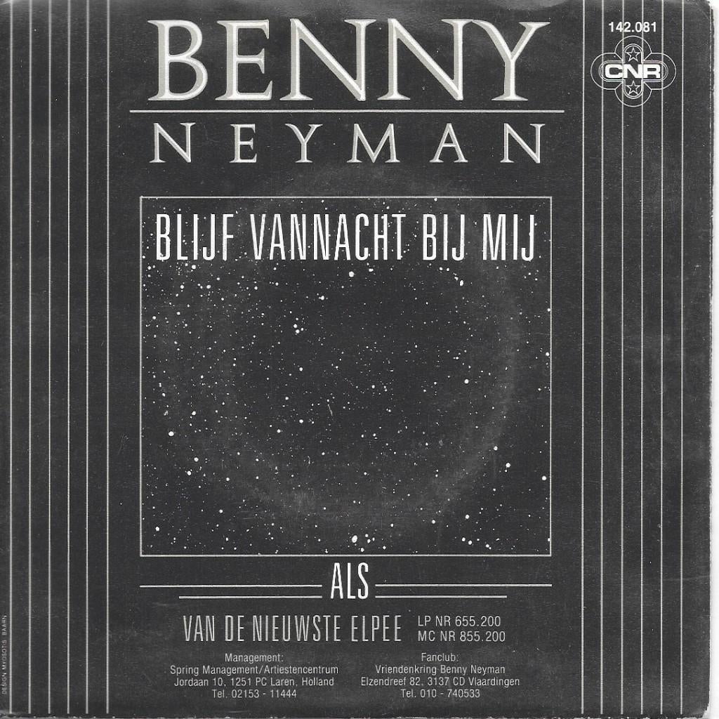 Vinyl Single Benny Neyman, Ophalen of Verzenden, Gebruikt, Nederlandstalig