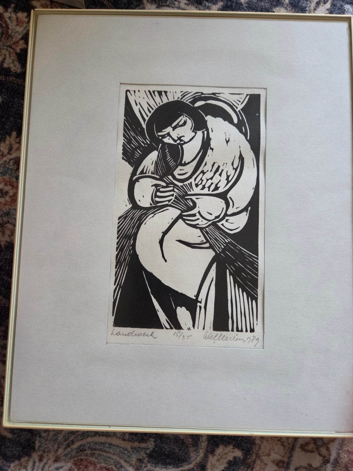 Gabrielle Willekens - Handwerk (1989) - Houtsnede, Ophalen of Verzenden, Print, Prent, Genummerd