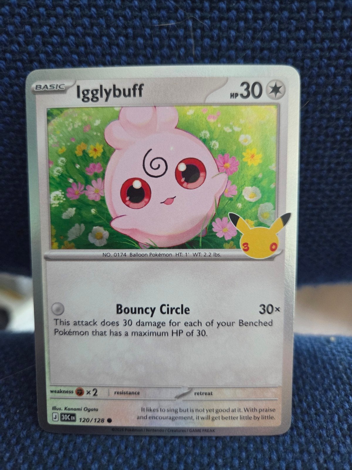 Igglybuff 120/128 30th Celebration Pokémon kaart, Ophalen, Zo goed als nieuw, Losse kaart