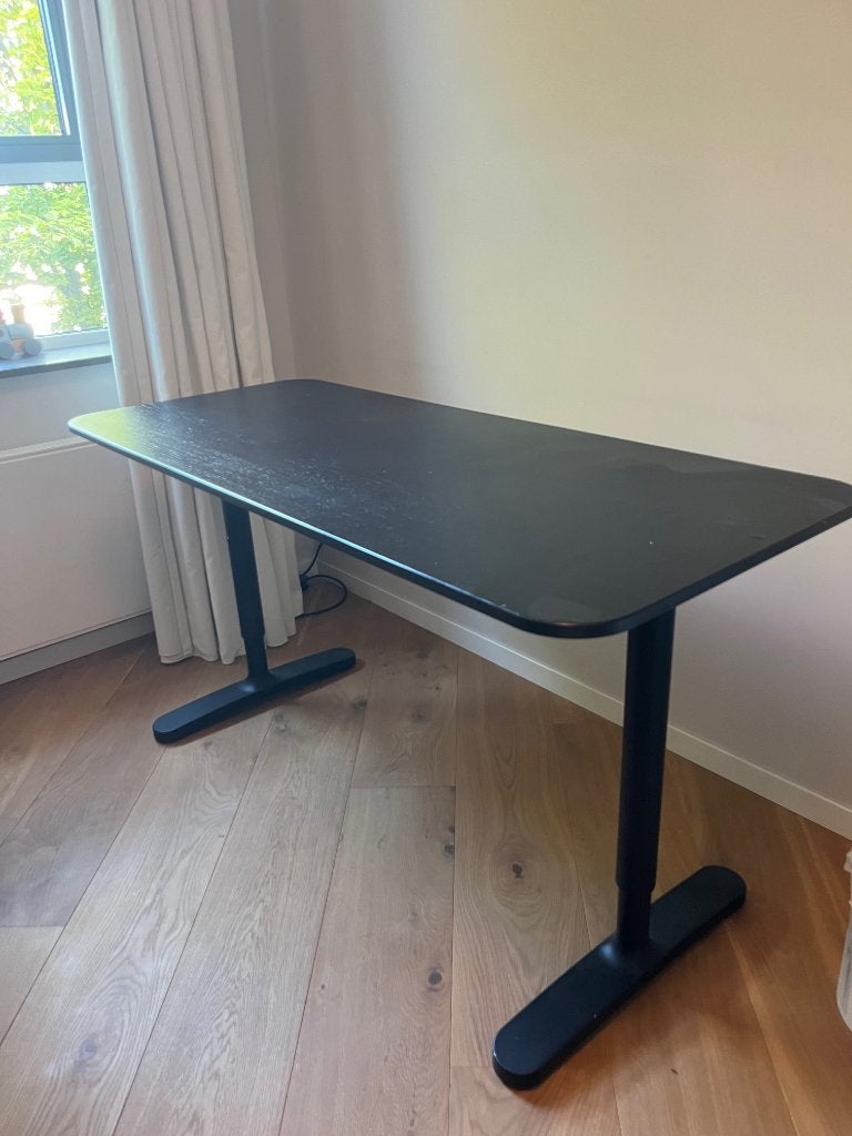 IKEA Bureau Bekant Zwart, Huis en Inrichting, Bureaus, Zwart, 160 cm, Gebruikt, Hout