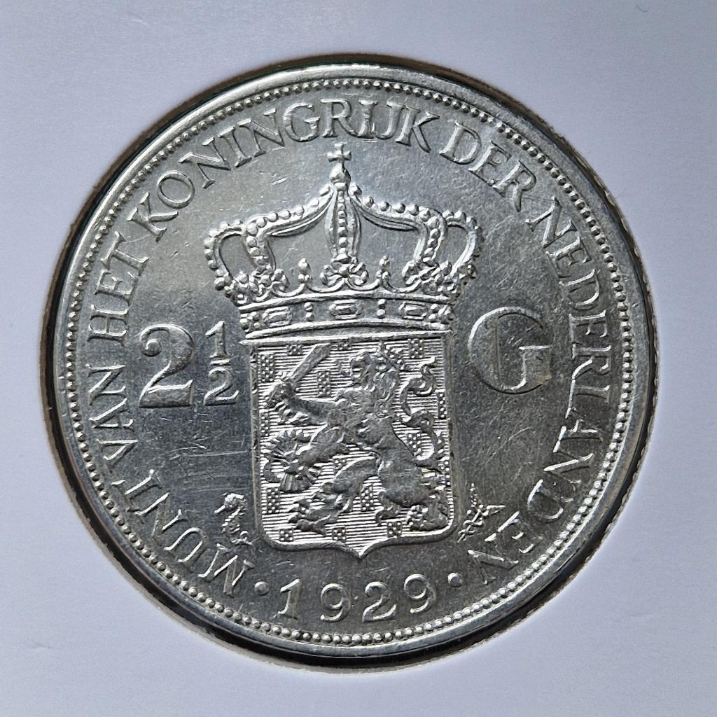 Zilveren rijksdaalder 1929 Wilhelmina, Postzegels en Munten, Munten | Nederland, Zilver, Ophalen of Verzenden, Koningin Wilhelmina