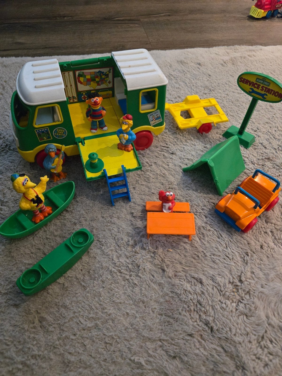 Vintage Sesamstraat Kampeer Set met Camper en Figuren, Ophalen of Verzenden, Gebruikt, Jongen of Meisje