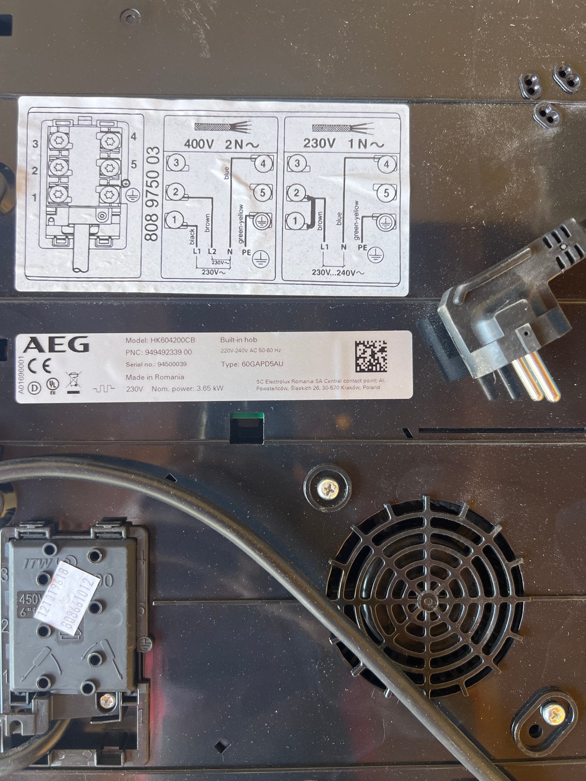 AEG HK604200CB Inductiekookplaat - Inbouw, Gebruikt, Inbouw, Inductie, 4 kookzones