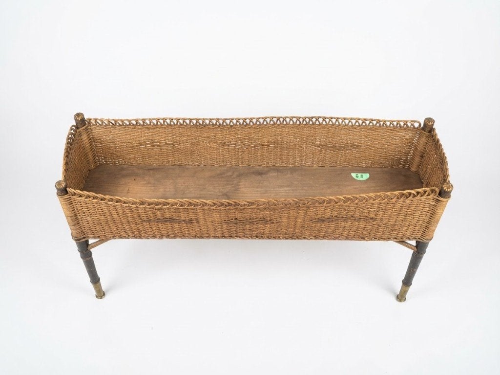 Rotan rieten plantenbak / mand - vintage retro, Tuin en Terras, Ophalen, Overige materialen, Gebruikt, Binnen
