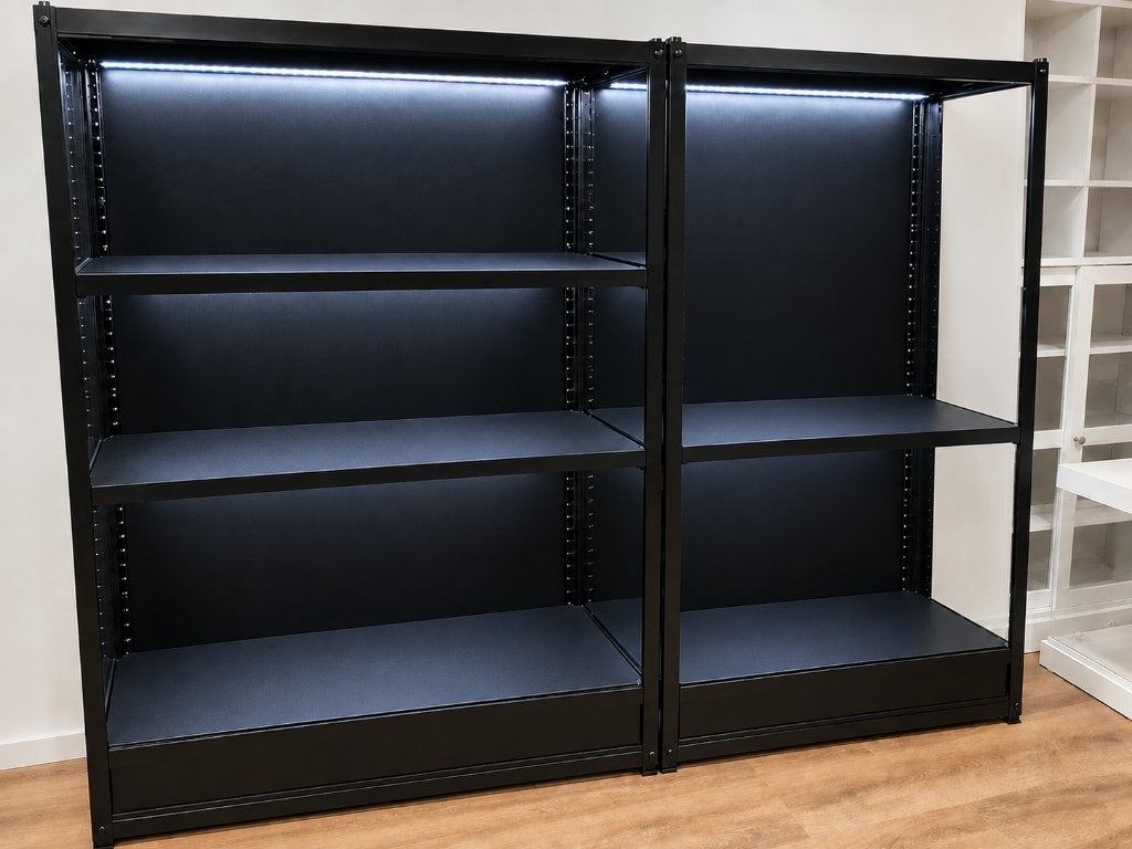 2 Moderne zwarte vitrinekast met ledverlichting !!!, Ophalen, Gebruikt, 50 tot 100 cm, 150 tot 200 cm