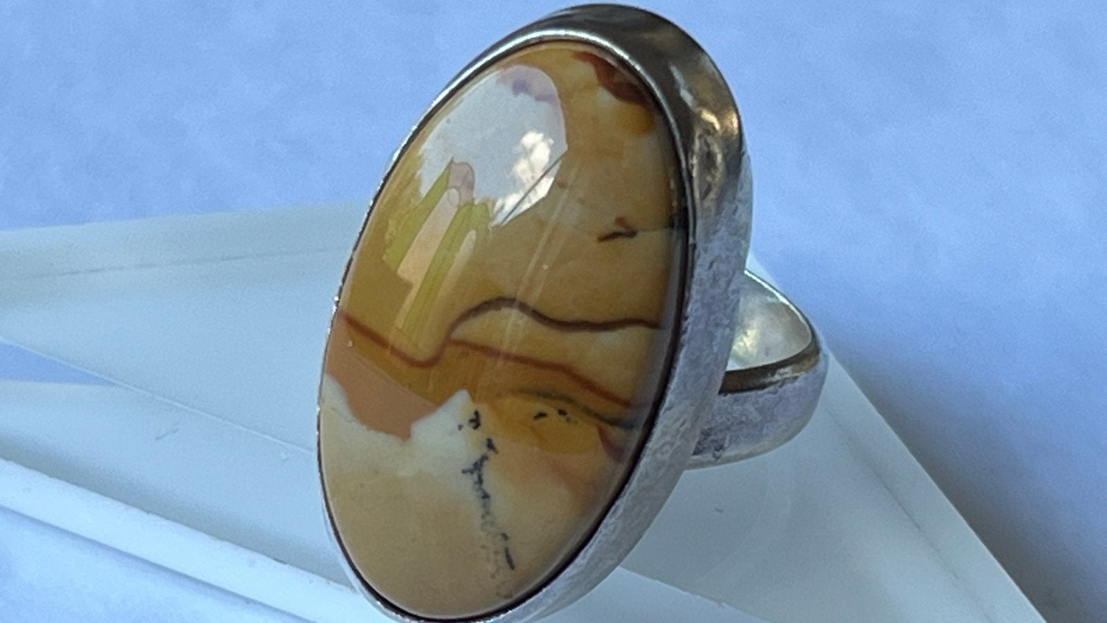 Bijzondere zilveren ring met mooie edelsteen, maat 16, Overige kleuren, Verzenden, Met edelsteen, Dame