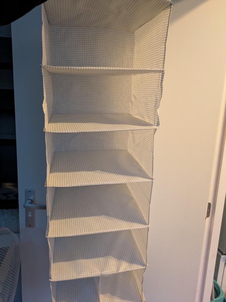 2 IKEA STUK Opberger met 7 vakken, wit/grijs, Ophalen, Met plank(en), 100 tot 150 cm, Zo goed als nieuw