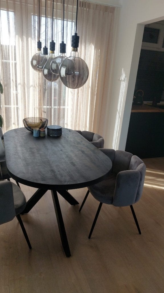 Ovale eettafel zwart, Huis en Inrichting, Tafels | Eettafels, Ophalen, Gebruikt, 50 tot 100 cm, 150 tot 200 cm