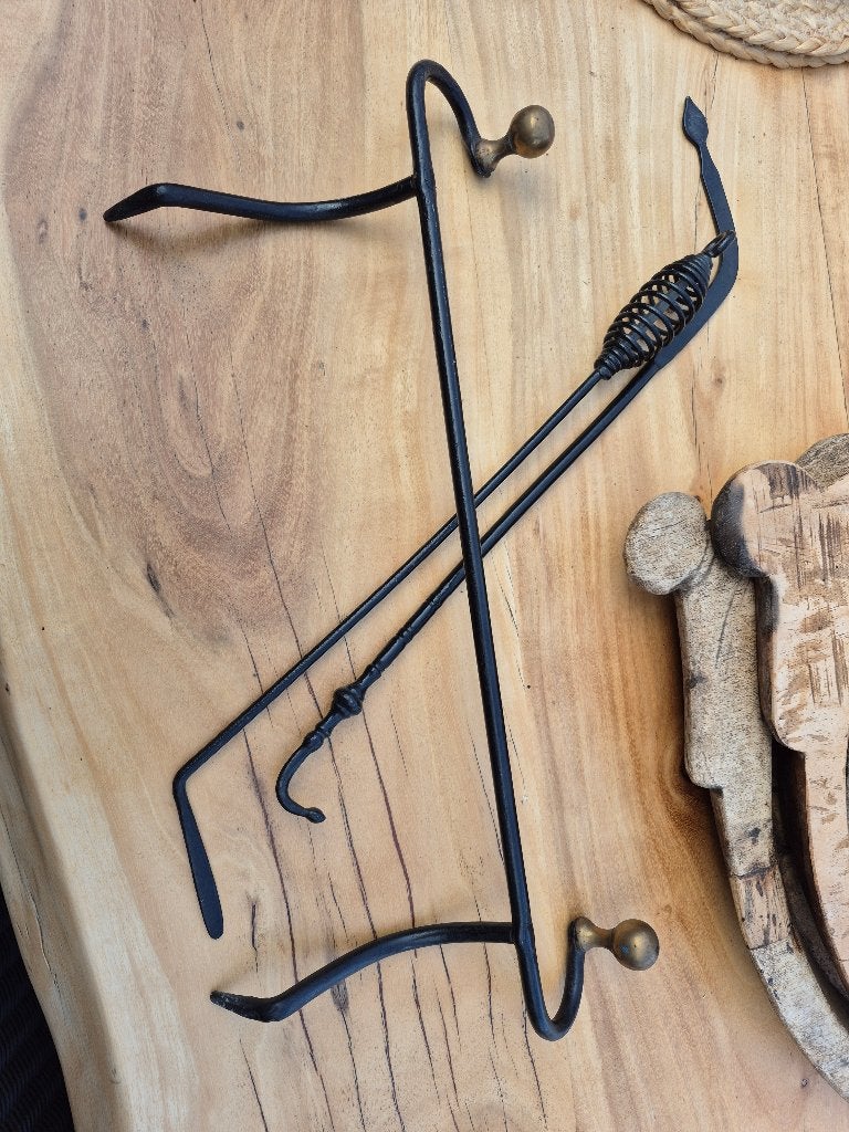 Antiek Haardset gietijzer - messing / Brocante, Ophalen of Verzenden, Gebruikt, Vrijstaande haard, Overige soorten