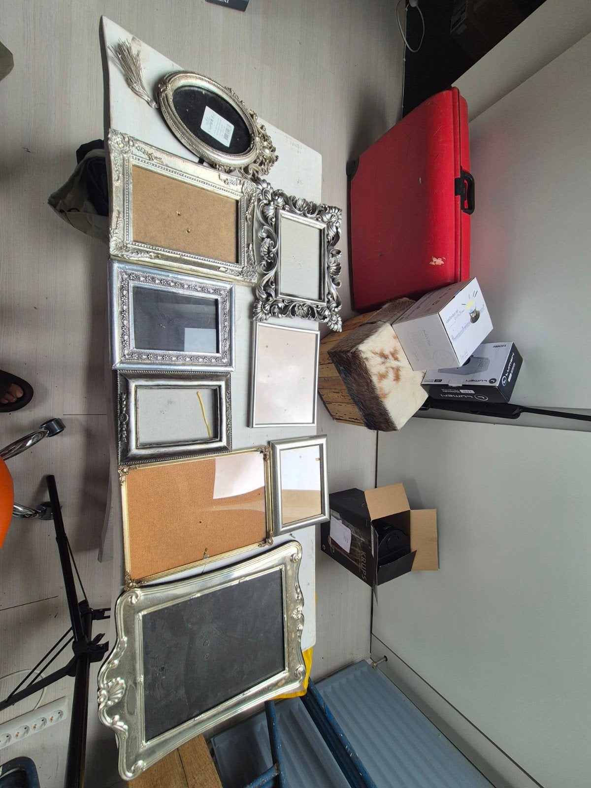 9 diverse fotolijstjes in 1 koop, Ophalen, Gebruikt, Zilver, Hout