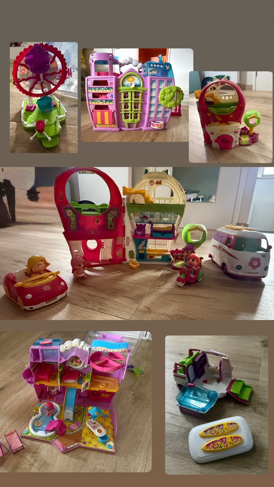 Grote Pini pon set met huisjes, auto en camper, Ophalen of Verzenden, Gebruikt, Overige typen