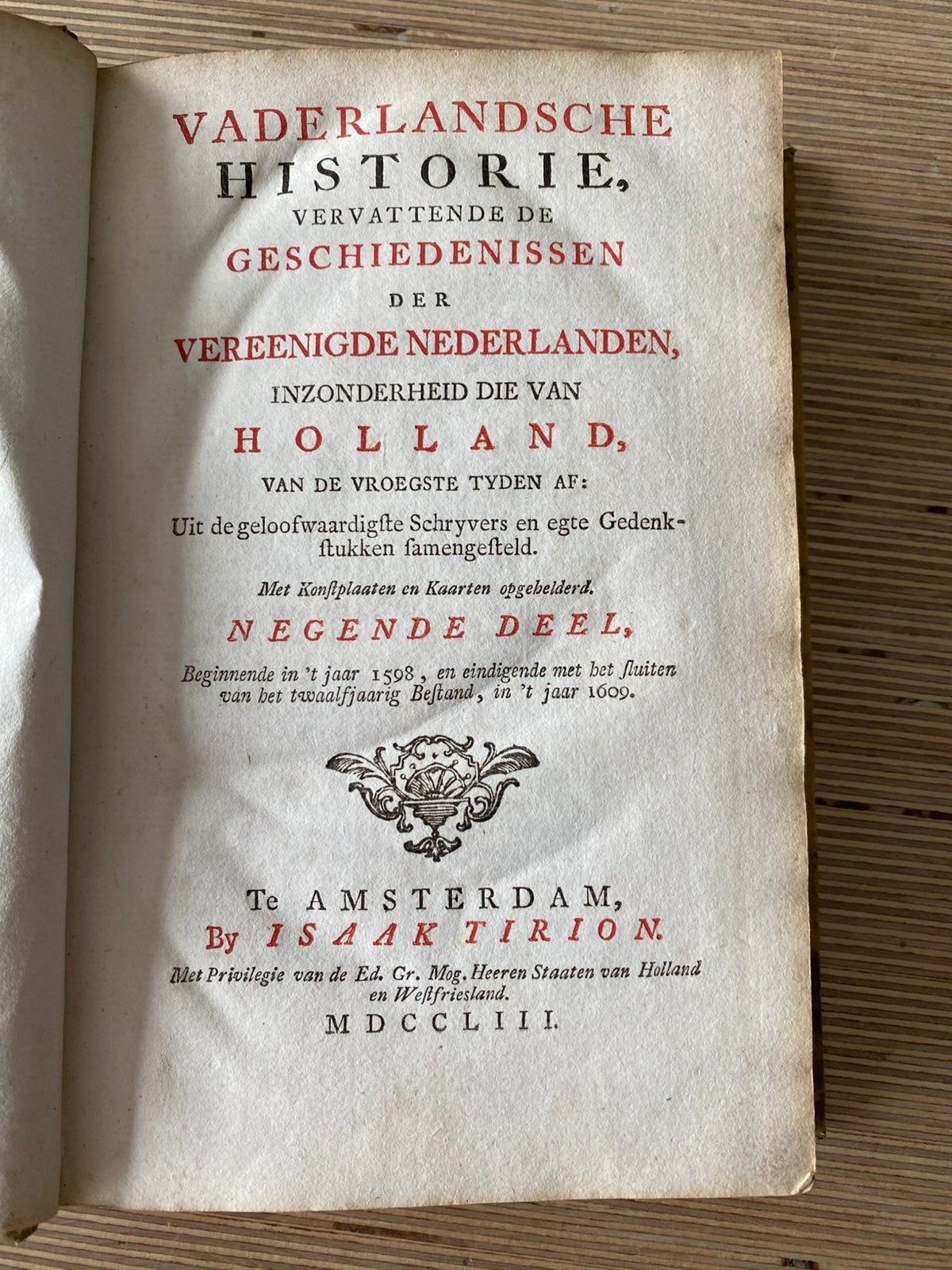 Vaderlandsche Historie 1753 door Isaak Tirion, Ophalen of Verzenden