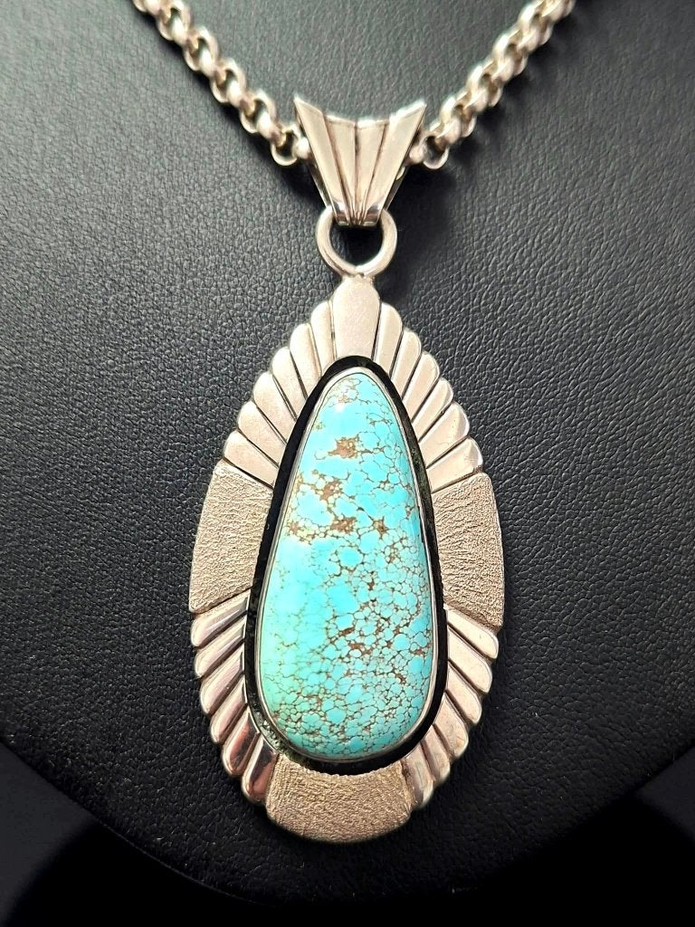 Navajo Silver & Royston Turquoise Pendant L. Bruce Hodgins, Sieraden, Tassen en Uiterlijk, Ophalen of Verzenden, Zilver, Hanger