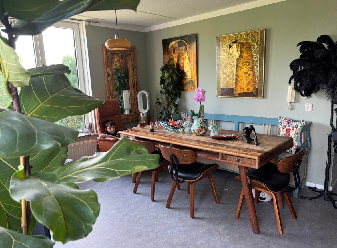 Teakhouten eettafel 90x220 cm . Koopje!, Ophalen, Gebruikt, Teakhout, 200 cm of meer