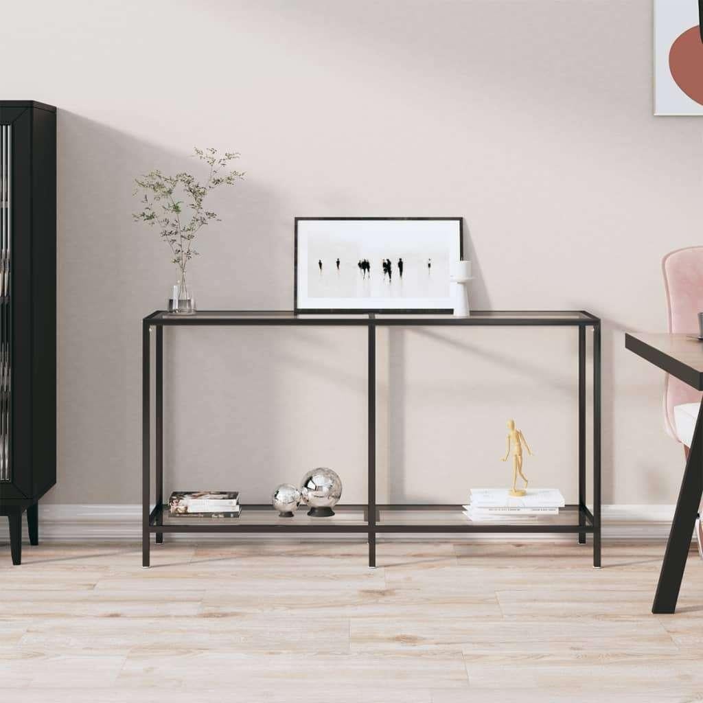 Sidetable wandtafel 140x35x75,5 cm glas zwart GRATIS BEZORGD, 100 tot 150 cm, Verzenden, Nieuw, Glas