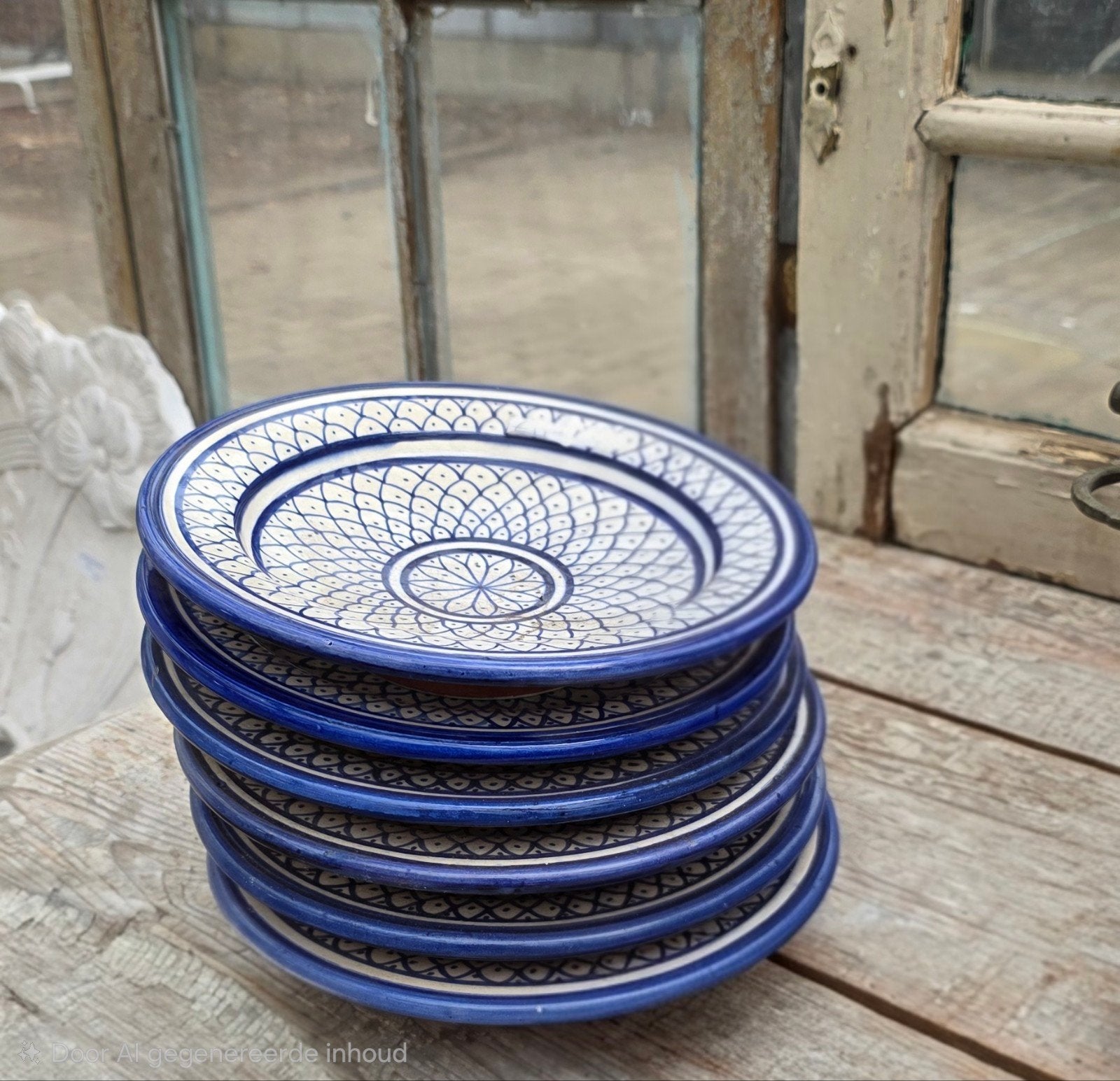 Set van 6 handgeschilderde Marokkaanse borden €30,-, Ophalen