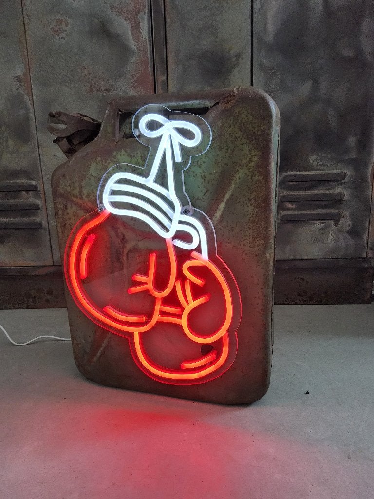 Lamp ledsign bokshandschoenen vintage jerrycan boksschool, Overige stijlen, Meerkleurig, Dimbaar, Ophalen