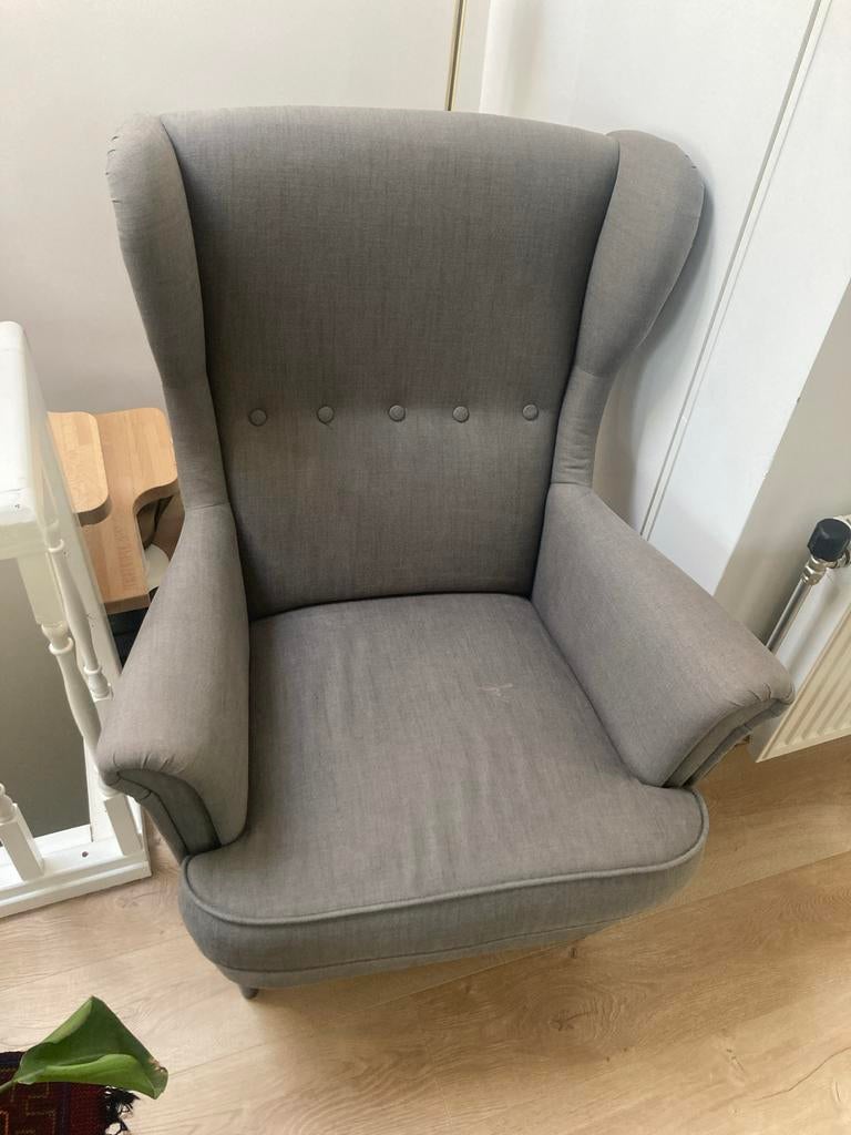 Ikea STRANDMON fauteuil grijs, Huis en Inrichting, Fauteuils, Ophalen, Gebruikt, Stof, 75 tot 100 cm