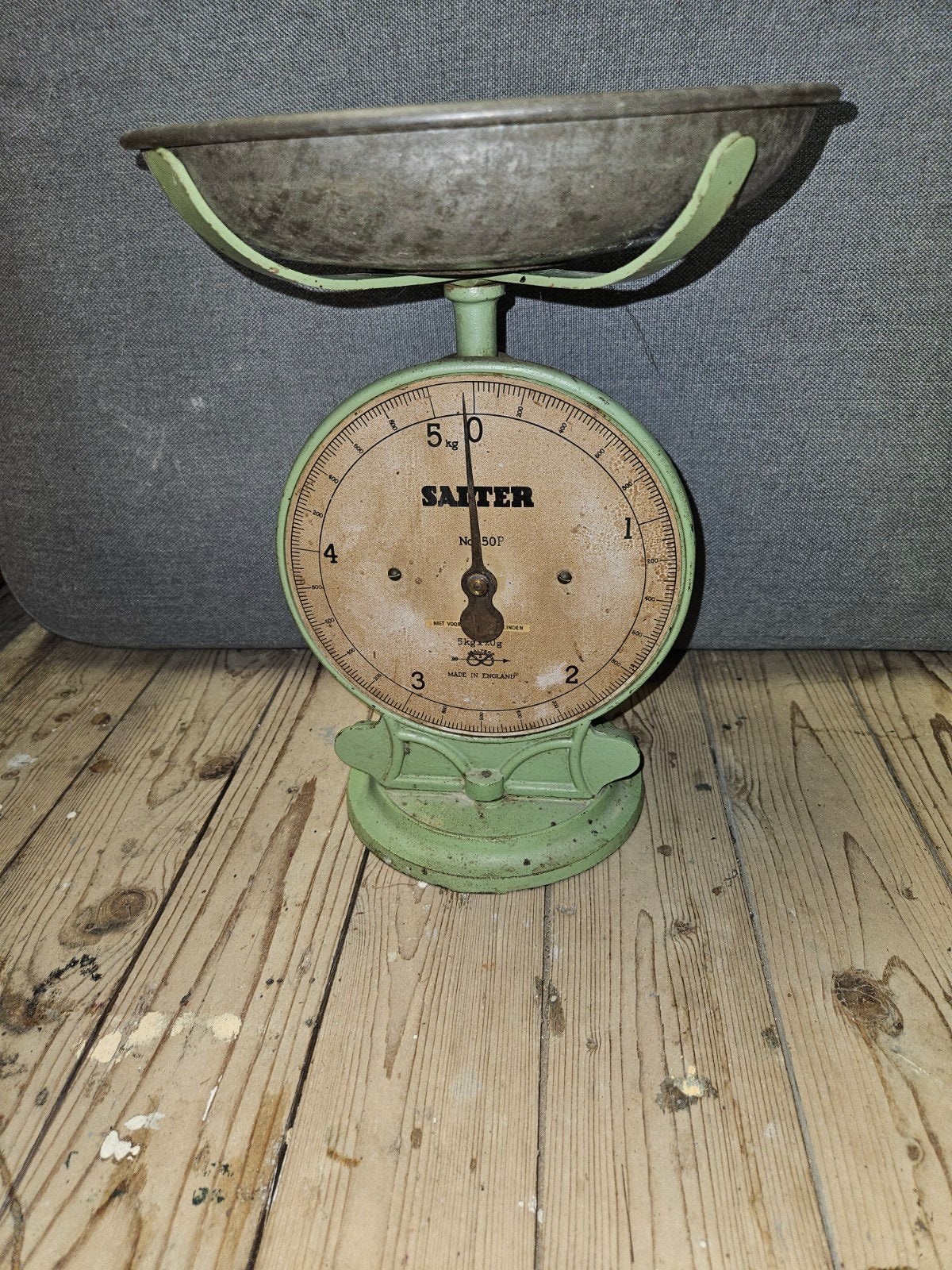 Antieke Salter gietijzeren weegschaal 5kg. Jaren '60, Ophalen, Gebruikt, Minder dan 10 kg