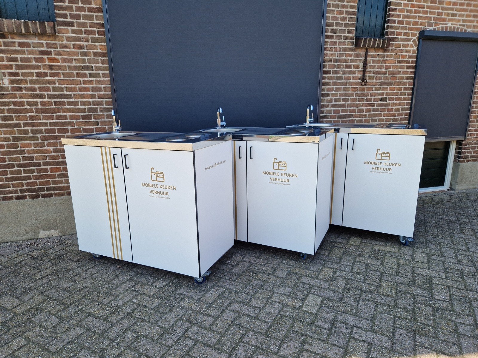 mobiele Keuken te huur huren, Wit, Dubbelwandige keuken, Ophalen of Verzenden, Zo goed als nieuw