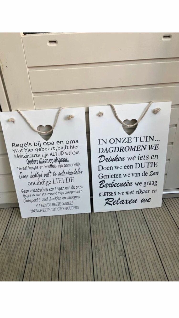 2 Leuke grote tekstborden voor opa/oma en tuin, Ophalen of Verzenden, Zo goed als nieuw
