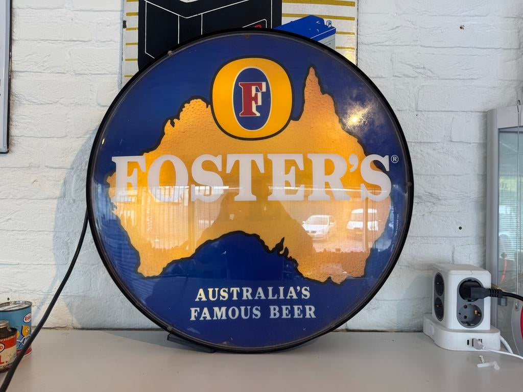 Vintage Foster's Beer Lichtbak - Australisch Reclamebord, Verzamelen, Ophalen, Gebruikt, ., Lichtbak of (neon) lamp