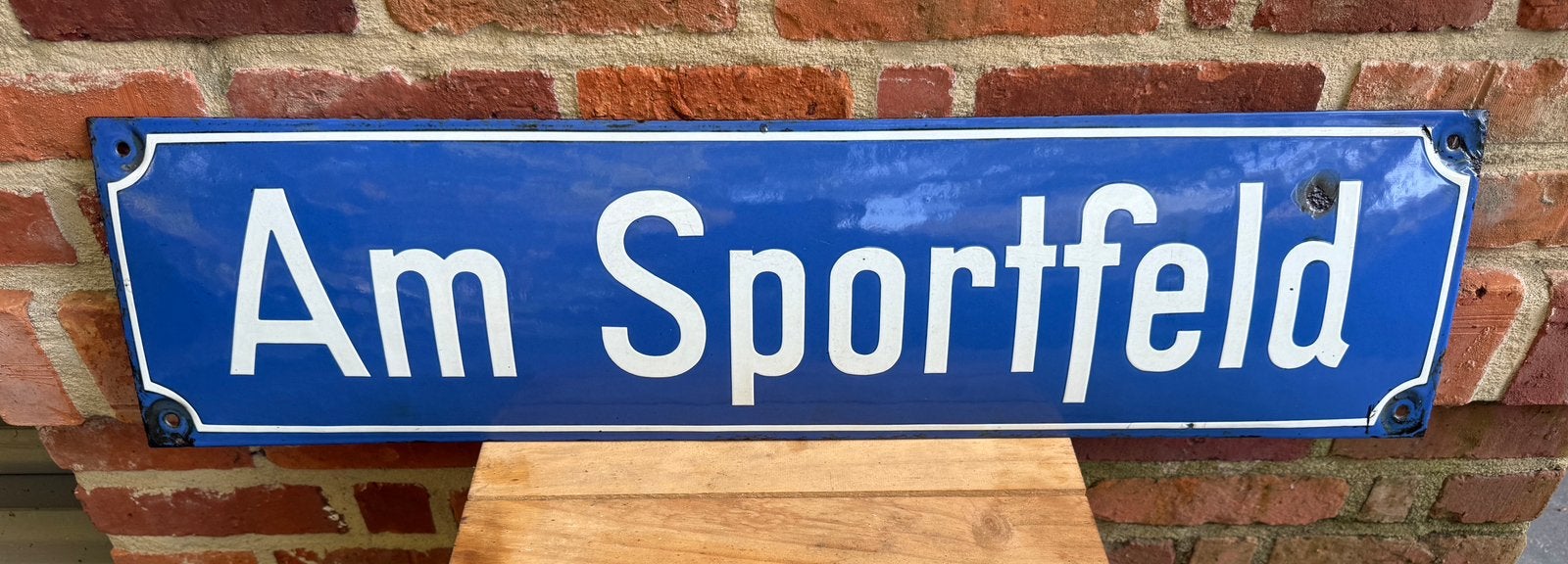 Emaille bord duits sportveld, Ophalen of Verzenden, Gebruikt, Reclamebord