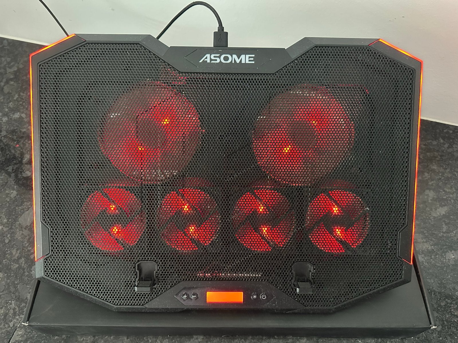 ASOME Laptop Koeler met RGB Verlichting en 6 Fans, Computers en Software, Ophalen of Verzenden, Zo goed als nieuw, Luchtkoeling