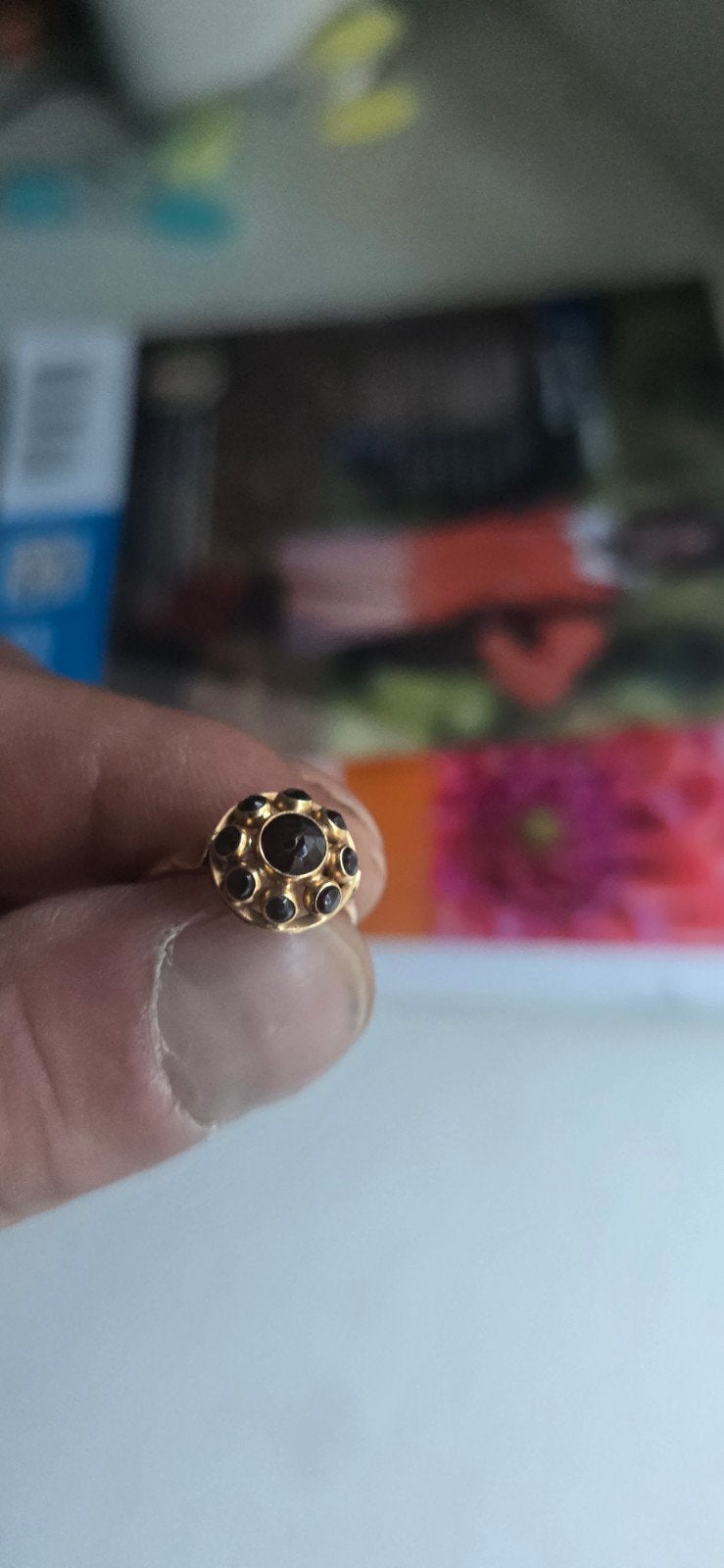 Antieke Gouden Ring met Granaat - Zeeuws Knoopje Stijl, Ophalen, Gebruikt, Onbekend, 17 tot 18