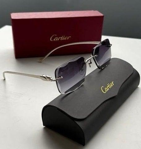 Zilveren Cartier Panthera Zonnebril Diamond Cut Grijze Glas, Sieraden, Tassen en Uiterlijk, Zonnebrillen en Brillen | Heren, Nieuw