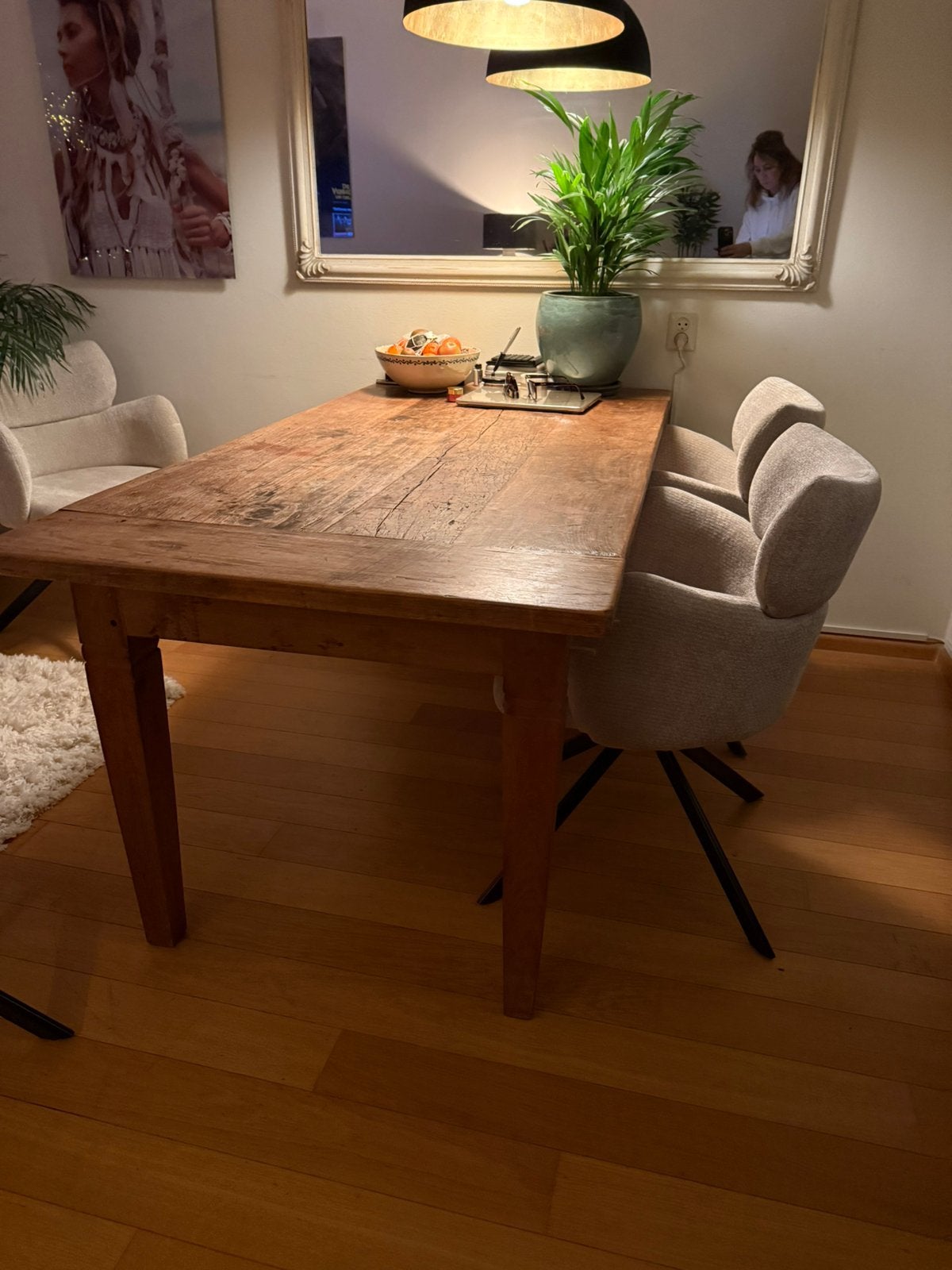 Teak houten robuuste eettafel, Ophalen, Teakhout, 200 cm of meer, 50 tot 100 cm